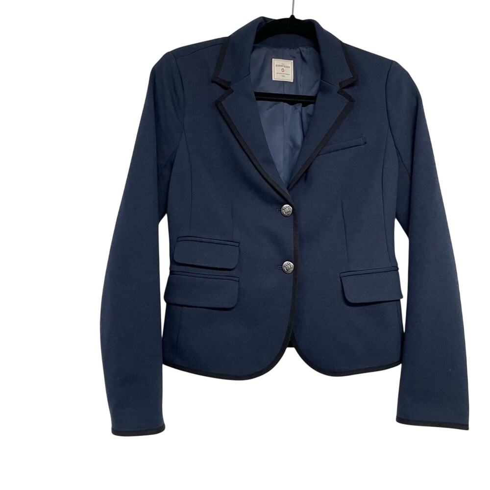 Gap Navy Blue & Black The Academy Blazer Womens 0 Fitted Preppy Classic Academia